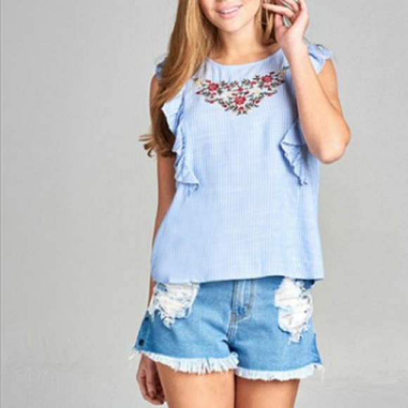 Ruffle cap sleeve floral top - Picture 3 of 5